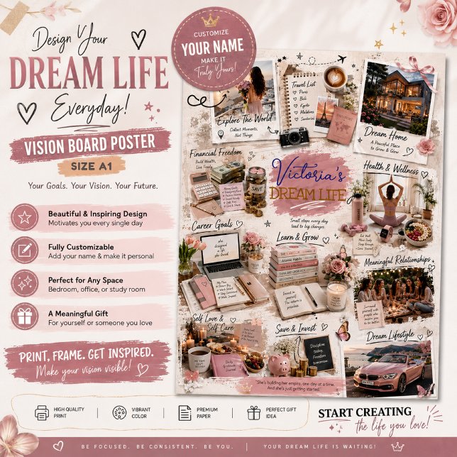 Personalised Dream Life Goals Board Poster (Creator Uploaded)