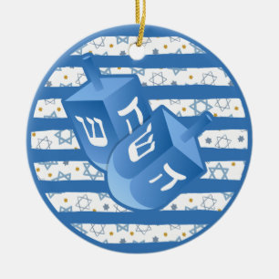 Personalised Dreidel Hanukkah Party Ceramic Ornament
