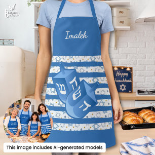 Personalised Dreidel Stripes Hanukkah IMALEH Mum Apron