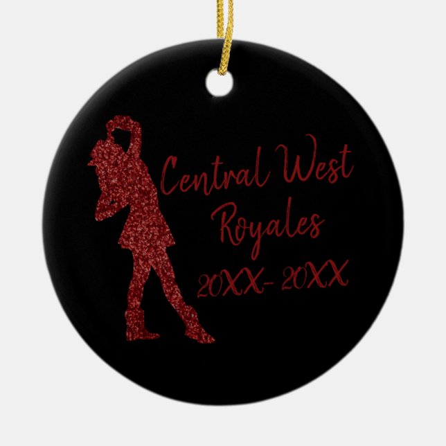 Personalised Drill Team | Black and Red Ceramic Ornament (Front)