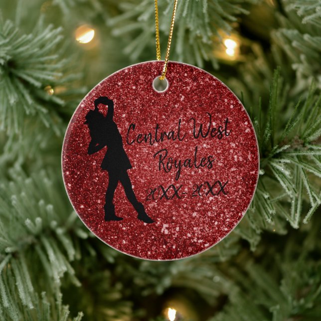 Personalised Drill Team | Red and Black Ceramic Ornament (Tree)