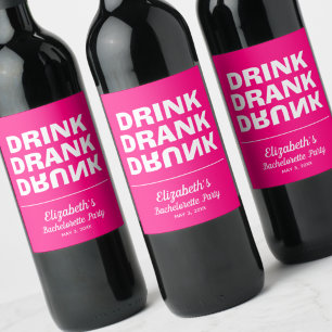 Personalised Drink Drank Drunk Bachelorette Party Wine Label