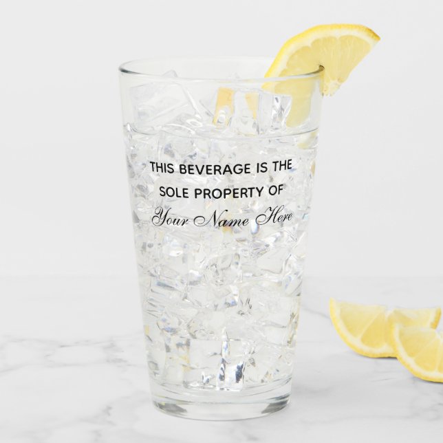 Personalised drink glass with funny refill line (Back Ice)