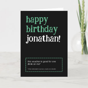 Personalised Drink Voucher Birthday Card