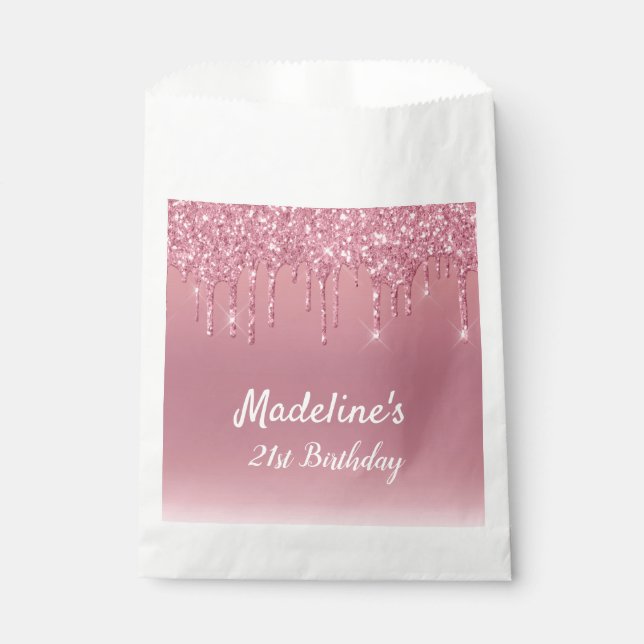 Personalised Dripping Glitter  Favour Bag (Front)