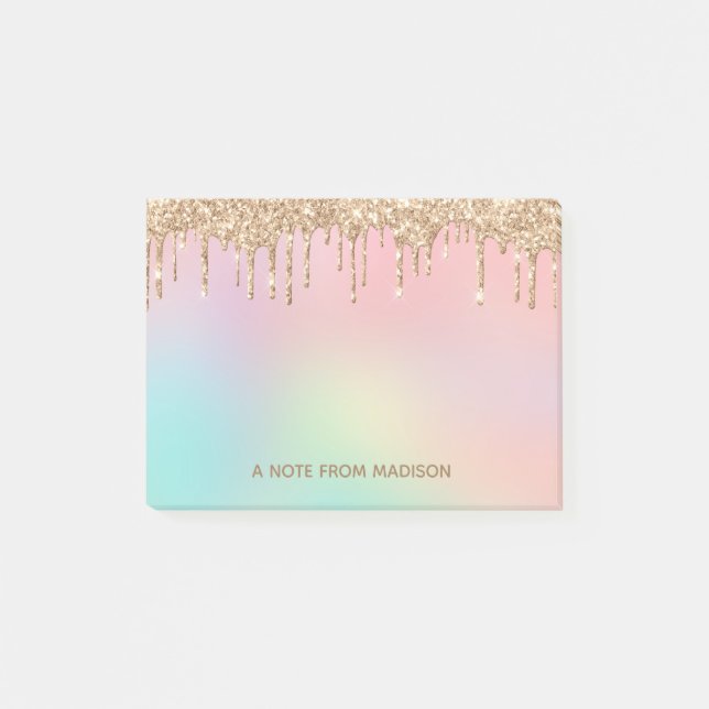 Personalised  Dripping Glitter Post-it Notes (Front)