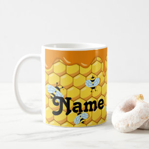 Personalised Dripping Honey Bees Design Coffee Mug