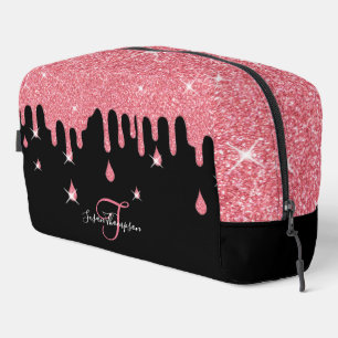Personalised Dripping Pink Glitter Effect Sparkle Dopp Kit