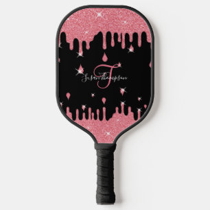 Personalised Dripping Pink Glitter Effect Sparkle  Pickleball Paddle