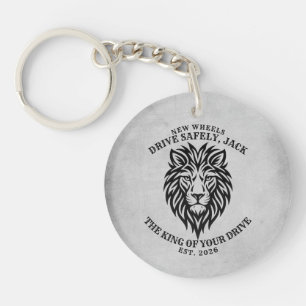 Personalised Drive Safely New Car Lion Keychain