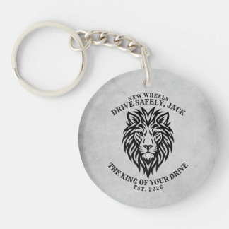 Personalised Drive Safely New Car Lion Keychain