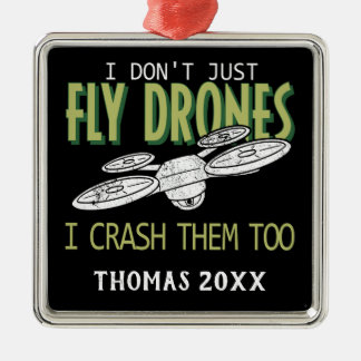 Personalised Drone Crash Multirotor Quadcopter Metal Ornament