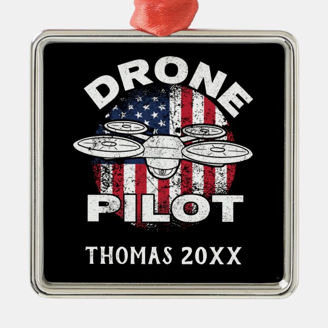 Personalised Drone Pilot Multirotor Quadcopte Metal Ornament (Front)