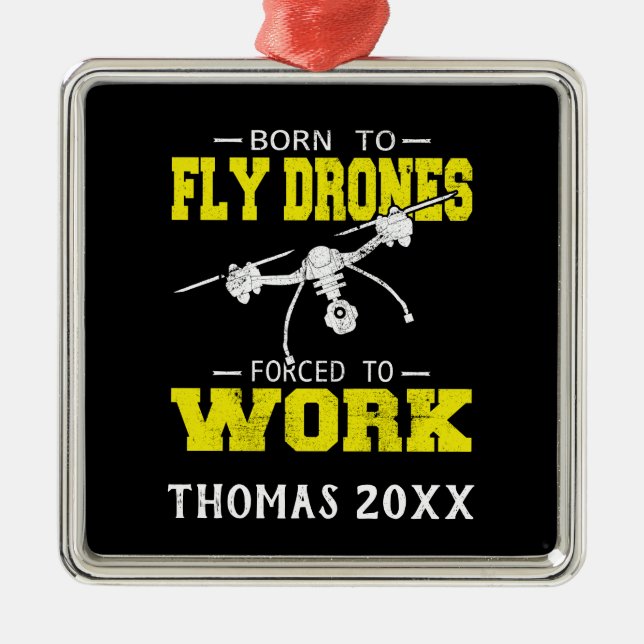 Personalised Drone Pilot Multirotor Quadcopter Metal Ornament (Front)