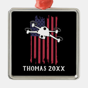 Personalised Drone Pilot Multirotor Quadcopter Metal Ornament