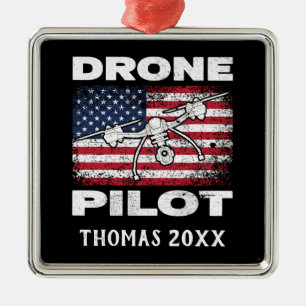 Personalised Drone Pilot Multirotor Quadcopter Metal Ornament