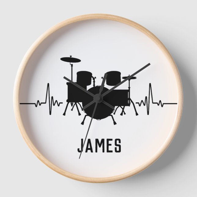  Personalised drummer  Clock (Front)