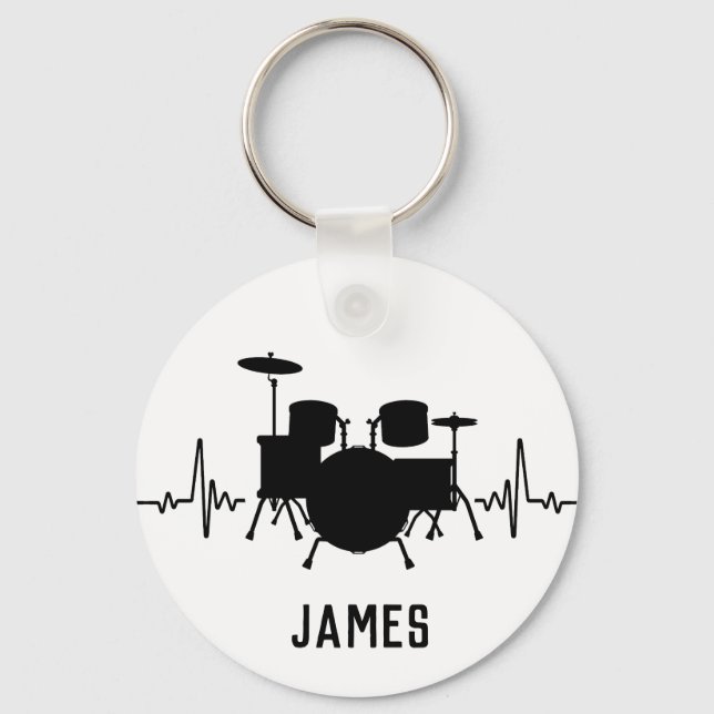 Personalised drummer  key ring (Front)