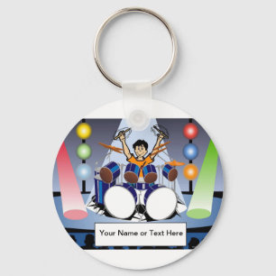 Personalised Drummer - Male Cartoon Key Ring