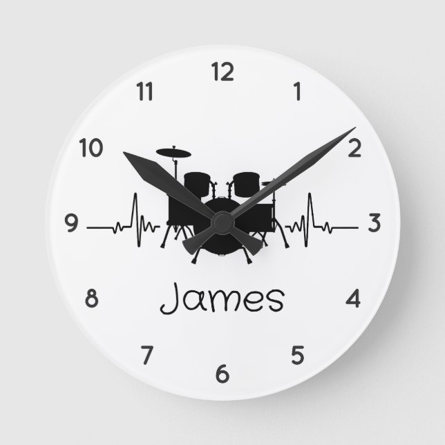  Personalised drummer  Round Clock (Front)