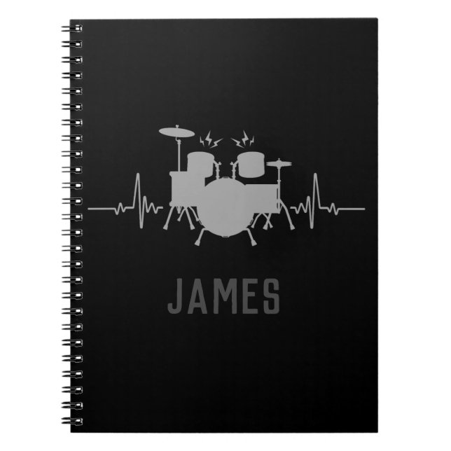 Personalised Drums Heartbeat - Funny drummer  Notebook (Front)