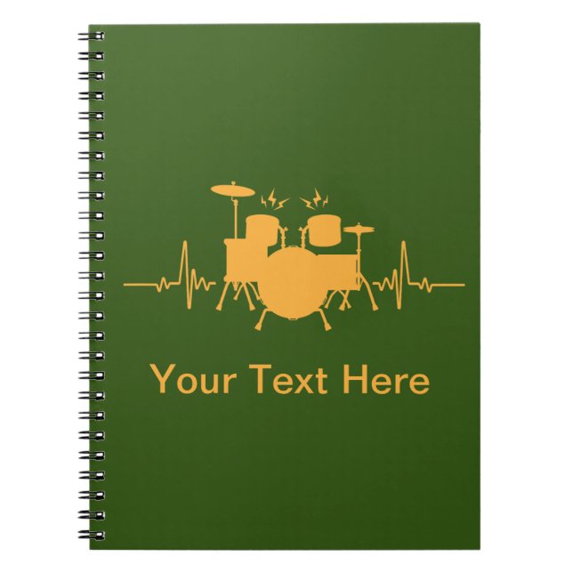Personalised Drums Heartbeat - Funny drummer Notebook (Front)