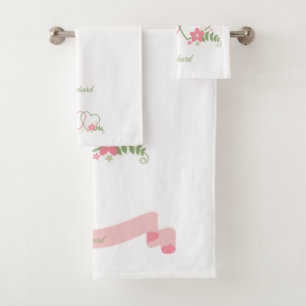 Personalised Dual Hearts Newlywed Bath Towel Set