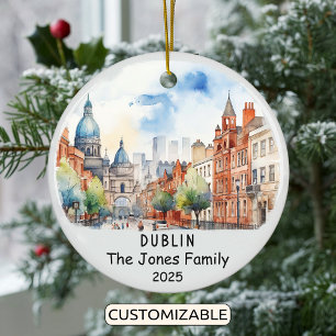 Personalised Dublin Ornament, Ireland Ceramic Ornament