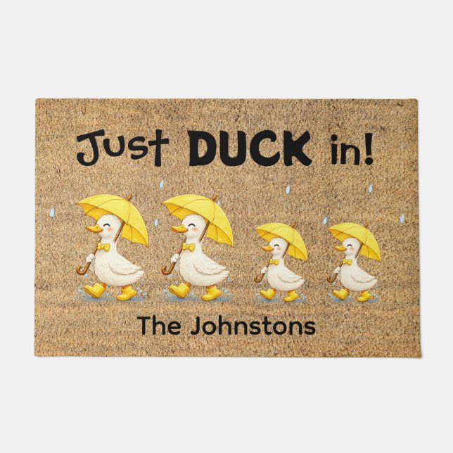 Personalised Duck Family Doormat (Front)