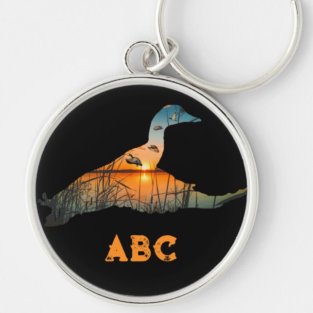 Personalised Duck Hunter Gifts, Mallard Key Ring (Front)
