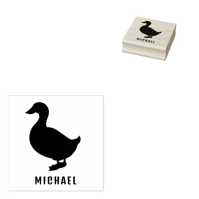 personalised  Duck  Rubber Stamp (Stamped)