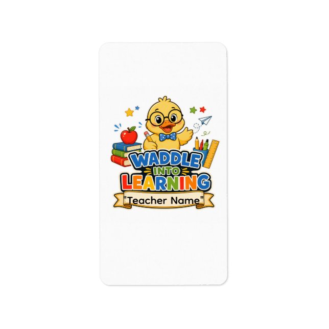 Personalised Duck Teacher Sticker | Waddle Into Le (Front)