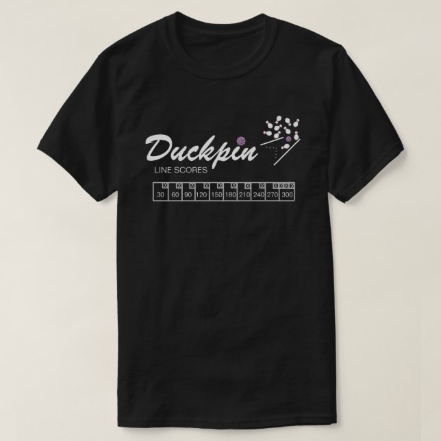 Personalised Duckpin Line Scores Black T-Shirt (Design Front)