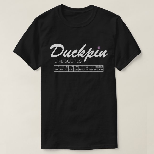 Personalised Duckpin Line Scores Black T-Shirt (Design Front)