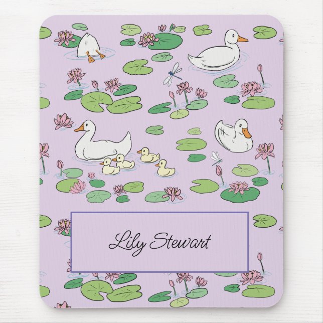 Personalised Ducks & Waterlily Lavender Mousepad (Front)