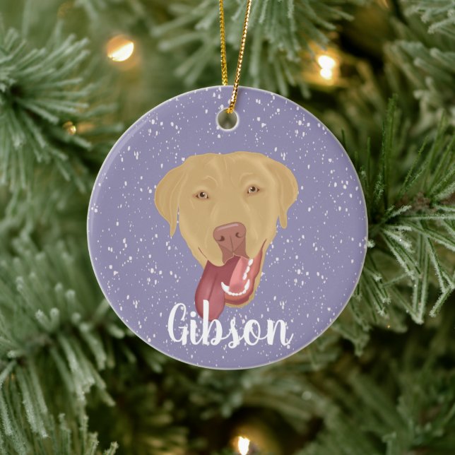 Personalised Dudley Labrador Ceramic Ornament (Tree)