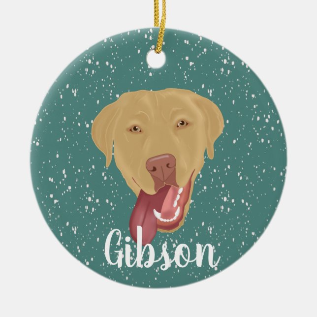 Personalised Dudley Labrador Christmas Ceramic Ornament (Front)