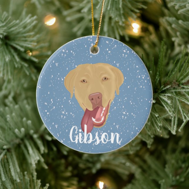 Personalised Dudley Labrador Christmas Ceramic Ornament (Tree)