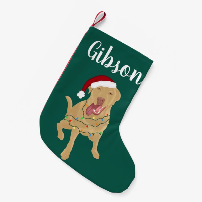 Personalised Dudley Labrador Christmas Small Christmas Stocking (Front (Hanging))