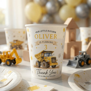 Personalised Dump Truck Birthday Paper Cups