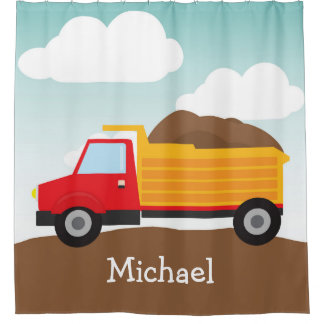 Personalised Dump Truck, Boy's Shower Curtain
