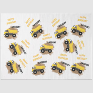 Personalised Dump Truck Construction Mud Boys Name Tissue Paper