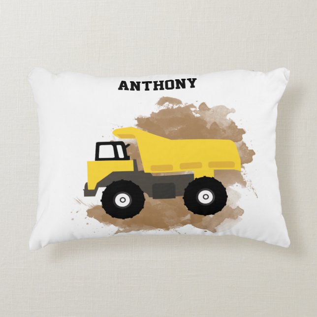 Personalised Dump Truck Construction Mud Decorative Cushion (Front)