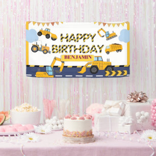 Personalised Dump Truck Excavator Party Backdrop  Banner