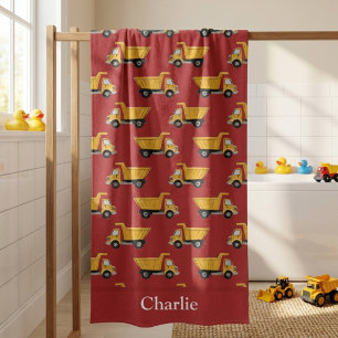 Personalised Dump Truck Kids Bath Towel
