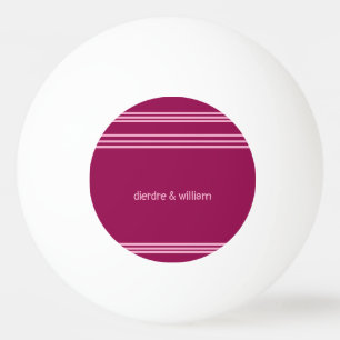 Personalised Dusky Maroon w/ Pink Stripes Ping Pong Ball
