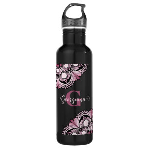 Personalised Dusky Rose Boho Floral Dot Mandala 710 Ml Water Bottle