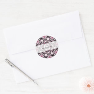 Personalised Dusky Rose Boho Floral Dot Mandala Classic Round Sticker
