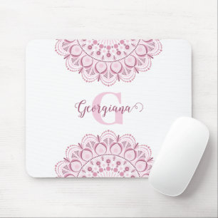 Personalised Dusky Rose Confetti Lace Dot Mandala Mouse Pad