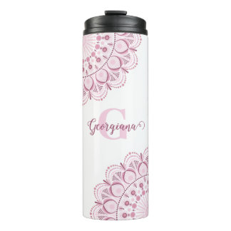 Personalised Dusky Rose Confetti Lace Dot Mandala Thermal Tumbler